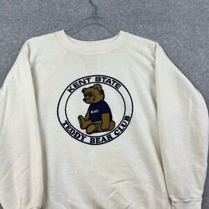 Vintage 70's 80s Kent State Sweatshirt Adult Raglan Teddy Bear Ohio Velvet Sheen